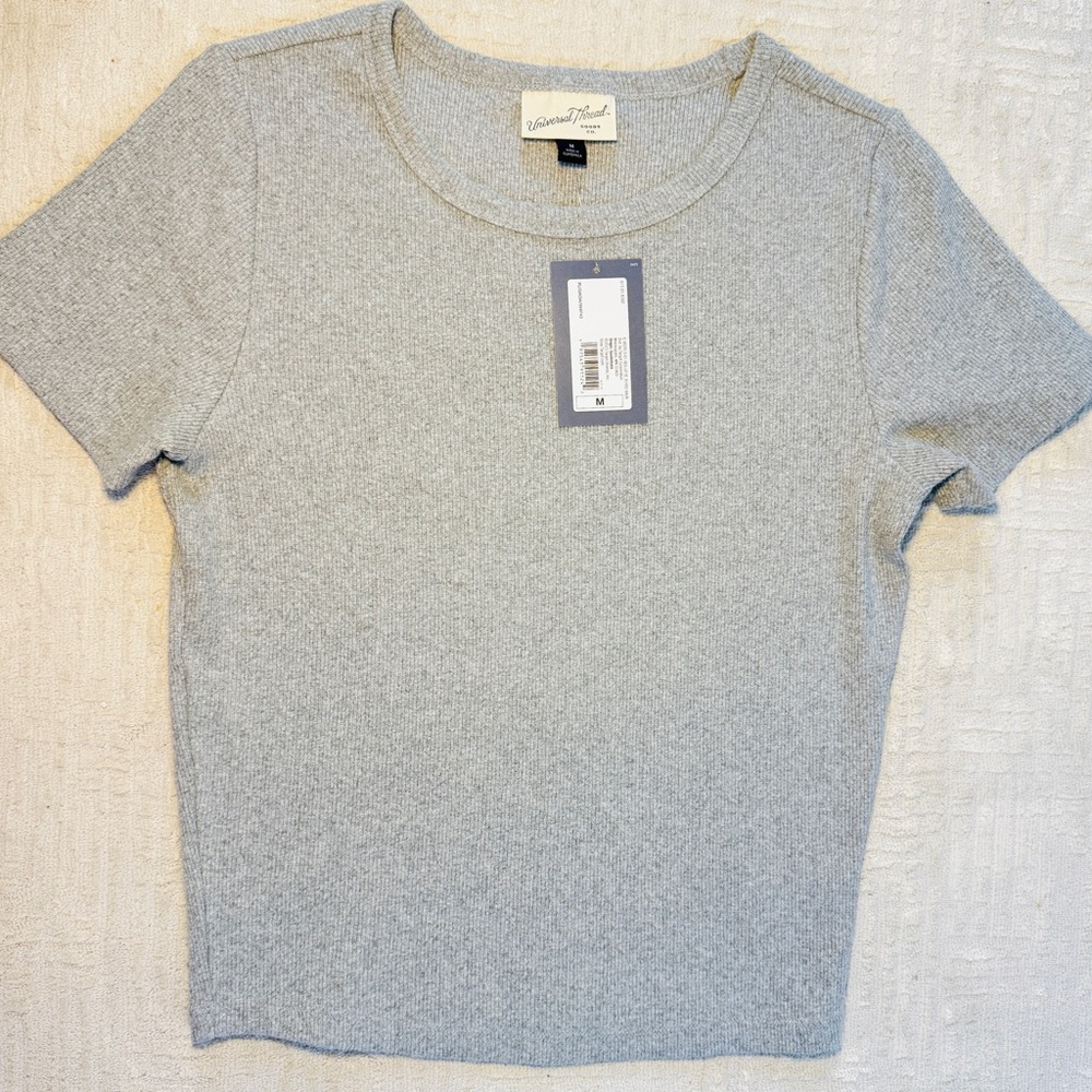Universal Thread Gray Fitted Ribbed T-Shirt